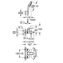 Load image into Gallery viewer, GROHE Cubeo Exposed Bath Mixer Tap with Handspray - Chrome
