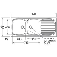 Load image into Gallery viewer, Franke Trendline 721 Stainless Steel Double End Bowl Overmount Sink 535x1200mm