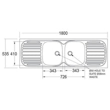 Load image into Gallery viewer, Franke Trendline 722 Stainless Steel Double Centre Bowl Overmount Sink 535x1800mm