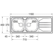 Load image into Gallery viewer, Franke Nouveau NVN621 Stainless Steel Double Bowl Inset Sink 460x1160mm