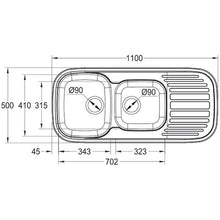 Load image into Gallery viewer, Franke Quinline QLX621-110 Stainless Steel Double Bowl Inset Sink 500x1100mm