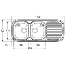 Load image into Gallery viewer, Franke Quinline QLX621-120 Stainless Steel Double Bowl Inset Sink 500x1200mm