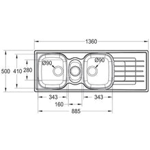 Load image into Gallery viewer, Franke Cascade CDX671 Stainless Steel Triple Bowl Inset Sink 500x1360mm