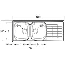 Load image into Gallery viewer, Franke Cascade CDX621-120 Stainless Steel Double Bowl Inset Sink 500x1200mm