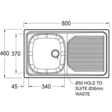 Load image into Gallery viewer, Franke Projectline PLN611 Stainless Steel Single Bowl Inset Sink 460x800mm