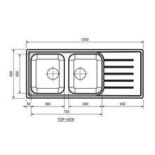 Load image into Gallery viewer, Franke Selene SLX621-120 Stainless Steel Double Bowl Inset Sink 500x1200mm