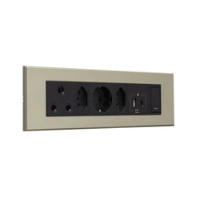 Load image into Gallery viewer, VETi 3 3VOMNI1GT Aura Omni Cluster 2x USB + 2x V-Slim + RSA + Schuko Socket - Titanium / Graphite