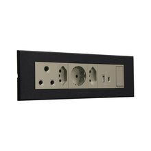 Load image into Gallery viewer, VETi 3 3VOMNI1TG Aura Omni Cluster 2x USB + 2x V-Slim + RSA + Schuko Socket - Graphite / Titanium