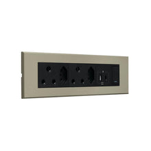 Load image into Gallery viewer, VETi 3 3VOMNI3GT Aura Omni Cluster 2x USB + 2x V-Slim + 2x RSA Sockets - Titanium / Graphite