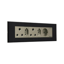 Load image into Gallery viewer, VETi 3 3VOMNI4TG Aura Omni Cluster 2x V-Slim + 2x RSA + Schuko Socket - Graphite / Titanium