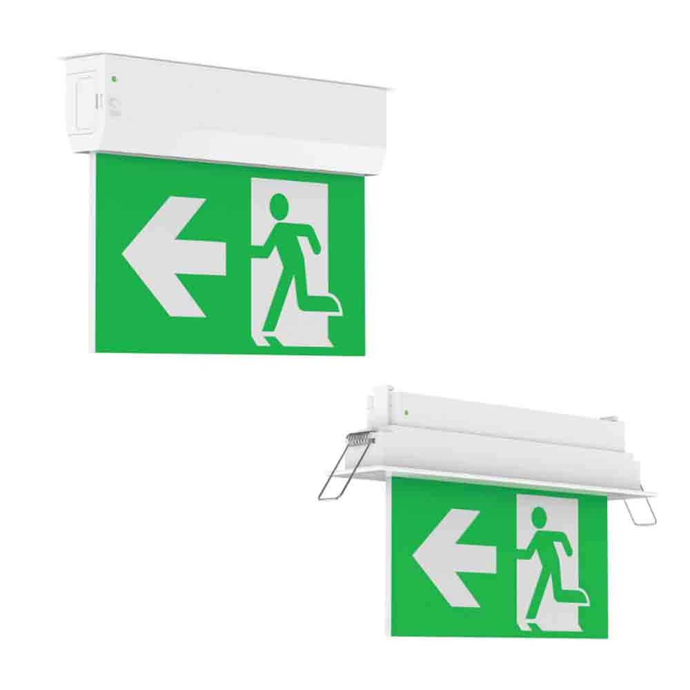 Spazio Emergency Exit Sign - Surface Mounted - White – Livecopper