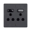 Lesco Matt Black Double RSA Wall Socket 4 x 4