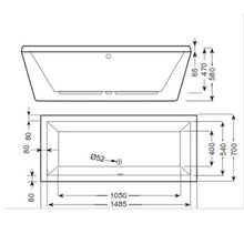 Load image into Gallery viewer, Cobra BBR72264-2CQ Cubo Cube Built-in Bath - White Technical drawing