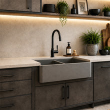 Load image into Gallery viewer, Two Tone Stone Butler Double Bowl Kitchen Sink