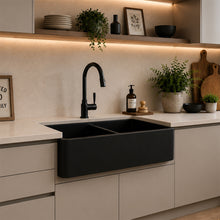 Load image into Gallery viewer, Two Tone Stone Butler Double Bowl Kitchen Sink