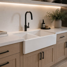 Load image into Gallery viewer, Two Tone Stone Butler Double Bowl Kitchen Sink