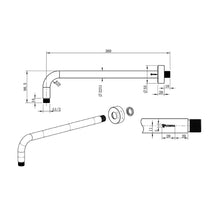 Load image into Gallery viewer, Cobra 101170EN00 Seine Shower Arm 300mm - Brushed Nickel Technical drawing