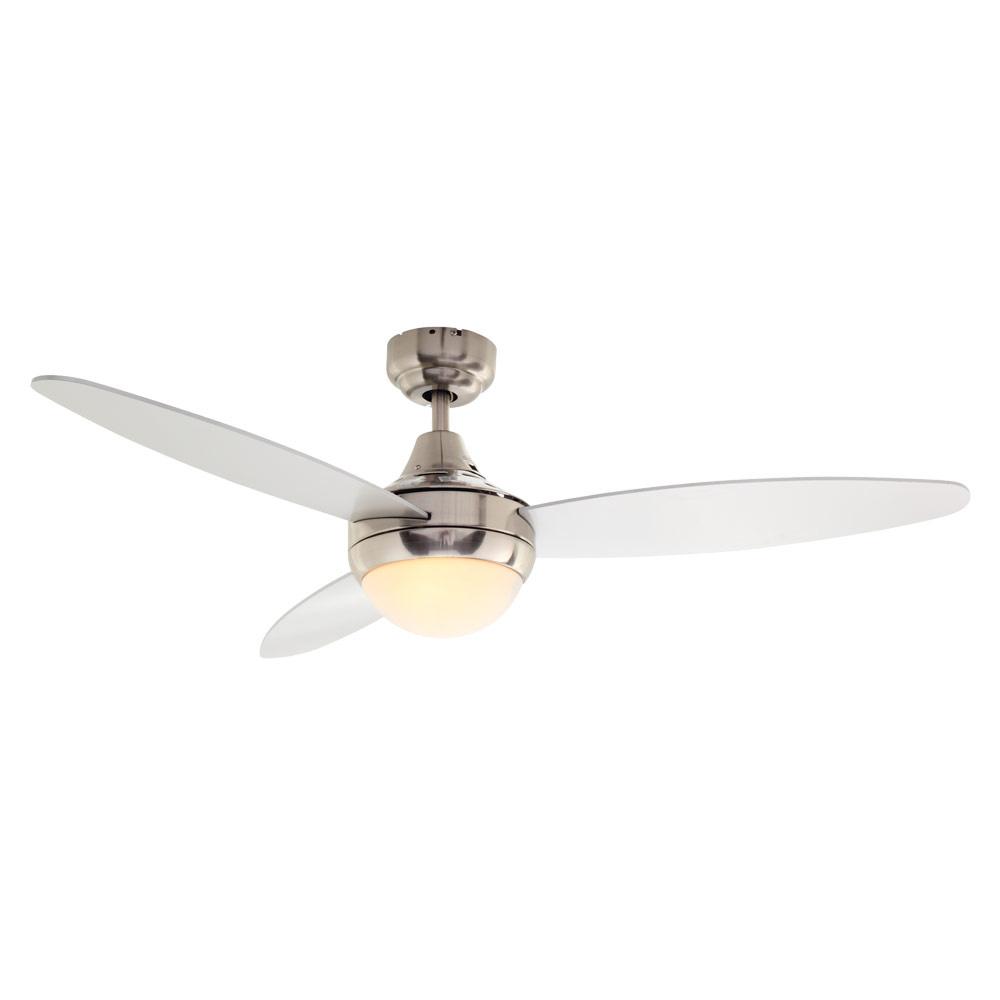 Swirl 3 Blade Ceiling Fan with Light 1200mm - Silver Black / Satin Chrome