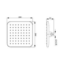 Load image into Gallery viewer, Cobra FSWHR2DN-0GT01 Pause Square Shower Head Technical drawing