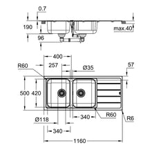 Load image into Gallery viewer, GROHE K500 Double Bowl Inset Sink Stainless Steel