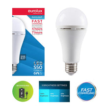 Load image into Gallery viewer, Eurolux LED Fast Charging Rechargeable Lamp E27 6W Cool White
