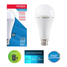 Load image into Gallery viewer, Eurolux LED Fast Charging Rechargeable Lamp B22 6W Daylight
