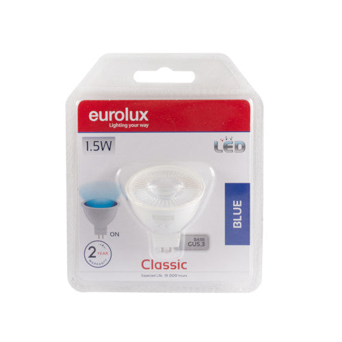 Eurolux LED 12V Coloured Bulb GU5.3 1.5W 12lm Blue