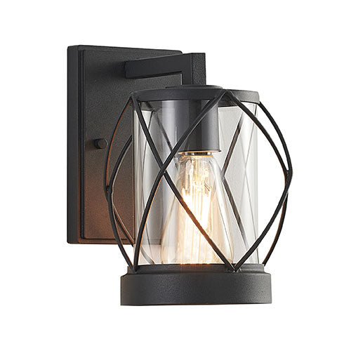Spiral Case Wall Light Lantern - Black
