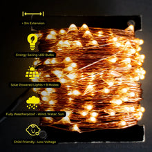 Load image into Gallery viewer, Litehouse Solar Copper Wire LED Fairy Lights 3000K