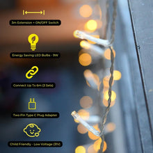 Load image into Gallery viewer, Litehouse Curtain LED Fairy Lights 3000K 2m