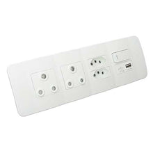 Load image into Gallery viewer, VETi 1 Omni Cluster USB + V-Slim + RSA Sockets & Switch - White Modules