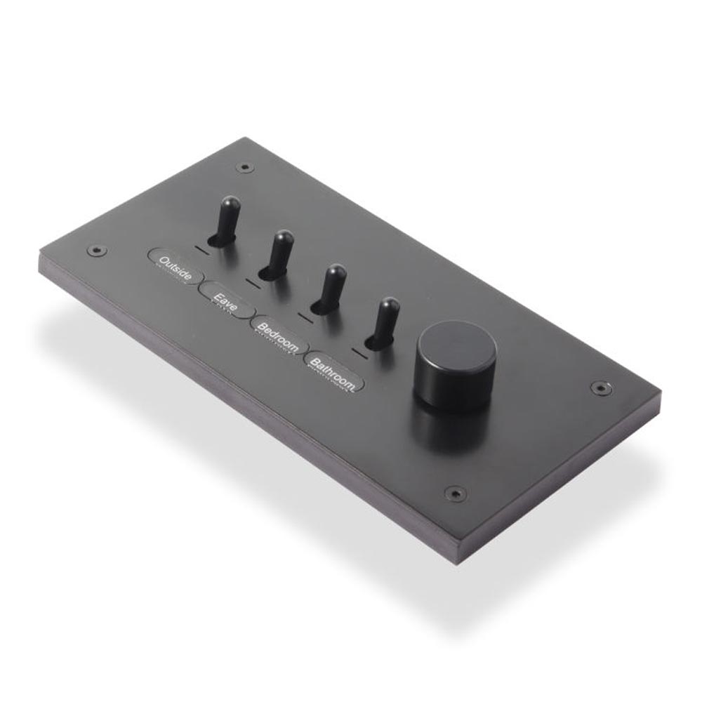 Lumen8 Q-BIC 4 Lever 2 Way Light Switches &  Rotary Dimmers 2 x 6 - Black Powder Coated