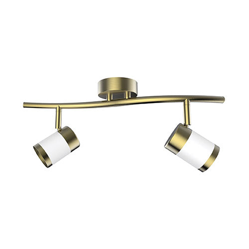2 Light Cup Style Spotlight - Brass & White