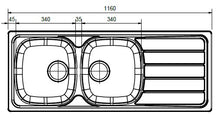 Load image into Gallery viewer, Franke Nevada NDN621 Stainless Steel Double Bowl Inset Sink 460x1160mm