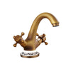 Trendy Taps Cuivre Dual Handle Basin Mixer Tap - Floral & Brass