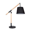 Bright Star Metal and Wood Desk Light with Black Fabric Shade