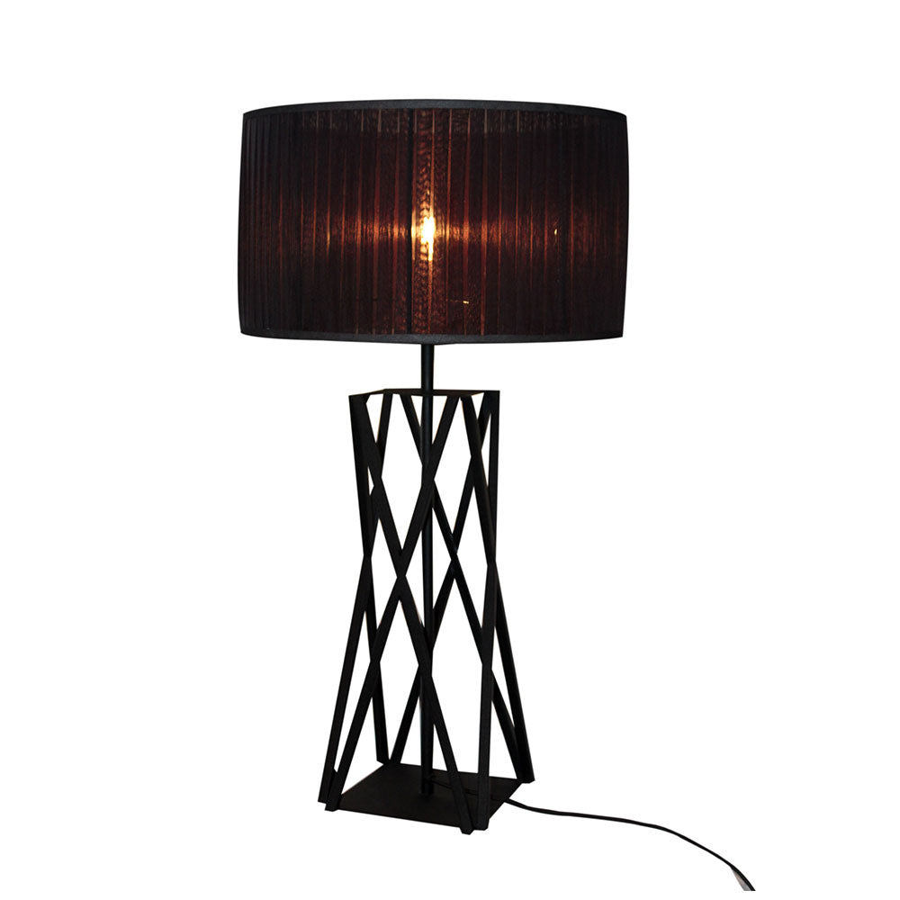 Kai-Leila Table Lamp with Organza Shade - Black