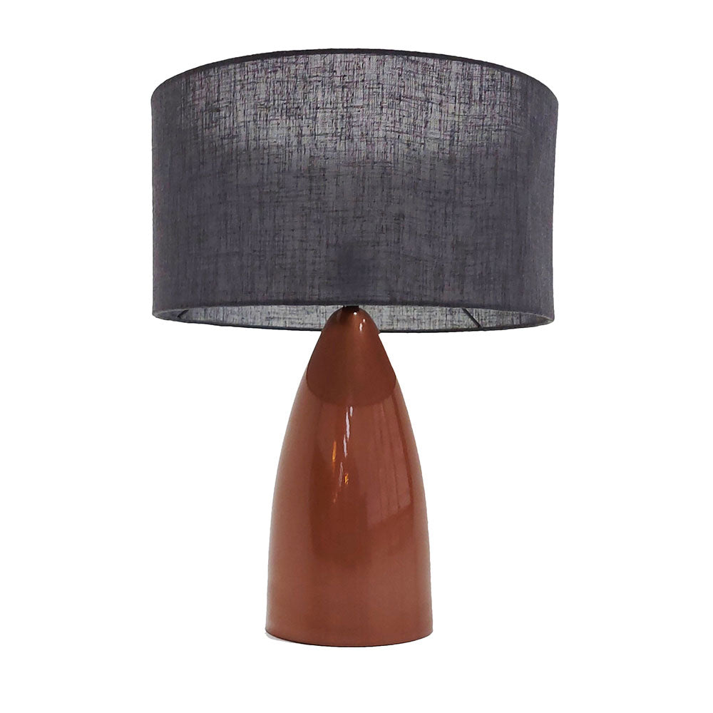 Copper Cone Table Lamp with Charcoal Lamp Shade