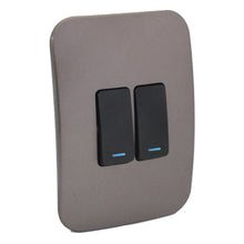 Load image into Gallery viewer, VETi 1 2 Lever 1-Way Light Switch with Locator 4x2 - Black