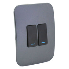 Load image into Gallery viewer, VETi 1 2 Lever 1-Way Light Switch with Locator 4x2 - Black