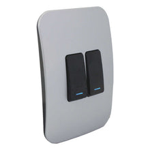 Load image into Gallery viewer, VETi 1 2 Lever 1-Way Light Switch with Locator 4x2 - Black