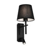 Bright Star 2 Light Metal Wall Bracket with Fabric Shade E27 40W - Black