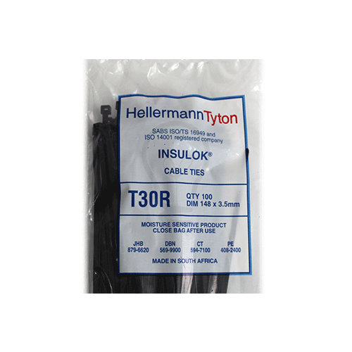 HellermannTyton Cable Tie Black 3.5mm x 150mm Livecopper