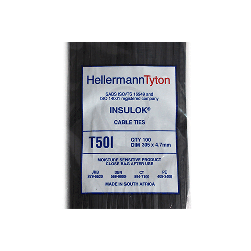 HellermannTyton Cable Tie Black - 4.6mm x 300mm