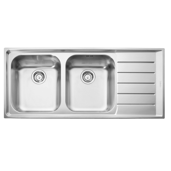 Franke Neptune NEX621 Stainless Steel Double Bowl Inset Sink with RH Drainer 510x1160mm
