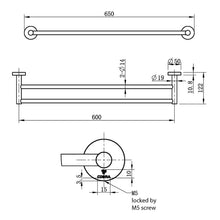 Load image into Gallery viewer, Cobra Seine Double Towel Rail 650mm - Brushed Gun Grey
