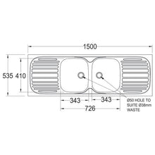 Load image into Gallery viewer, Franke Trendline 722 Double Bowl Overmount Sink 1500 x 535mm - Stainless Steel
