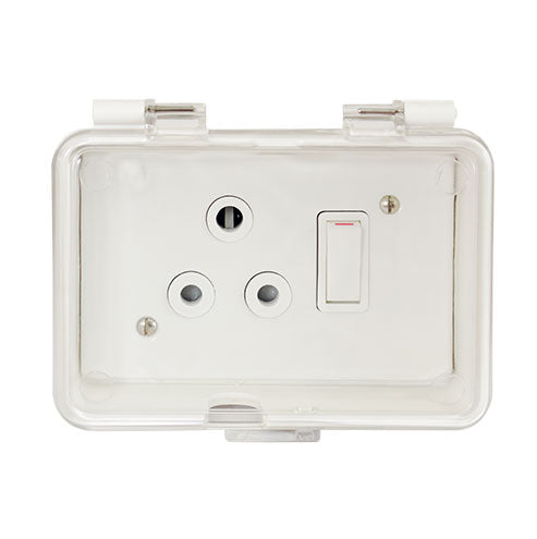 Crabtree Industrial Single RSA Socket Splash Proof Surface Box 2 x 4