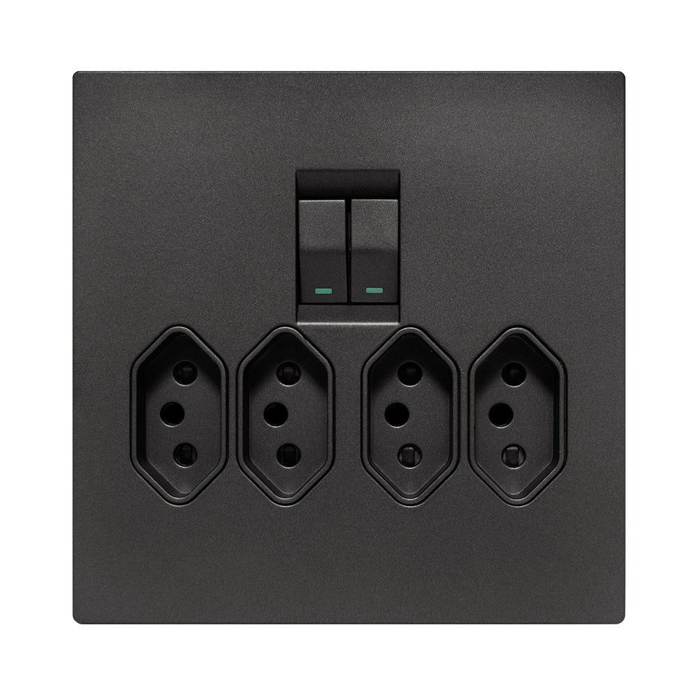 Crabtree Topaz Slimline Compact Socket 4 x 4 - Graphite