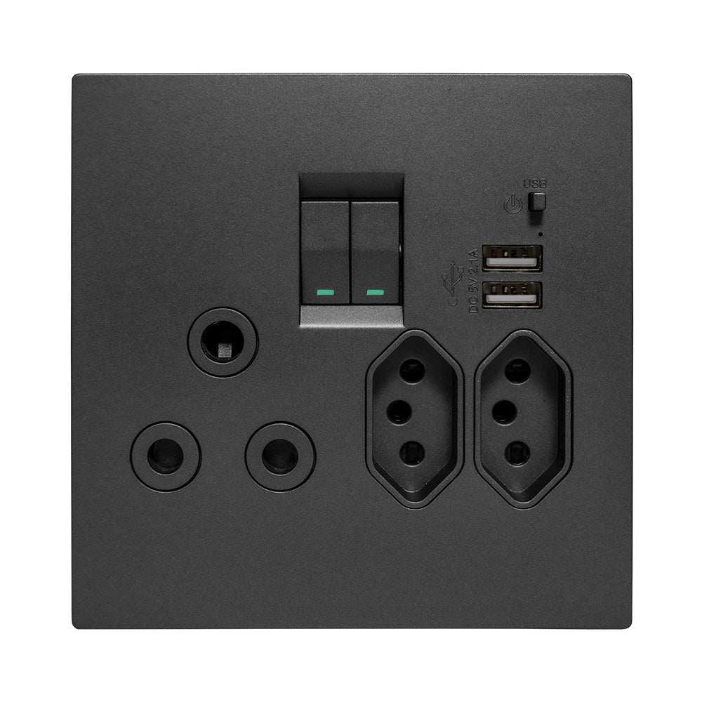 Crabtree Topaz USB Combo Socket 4 x 4 - Graphite